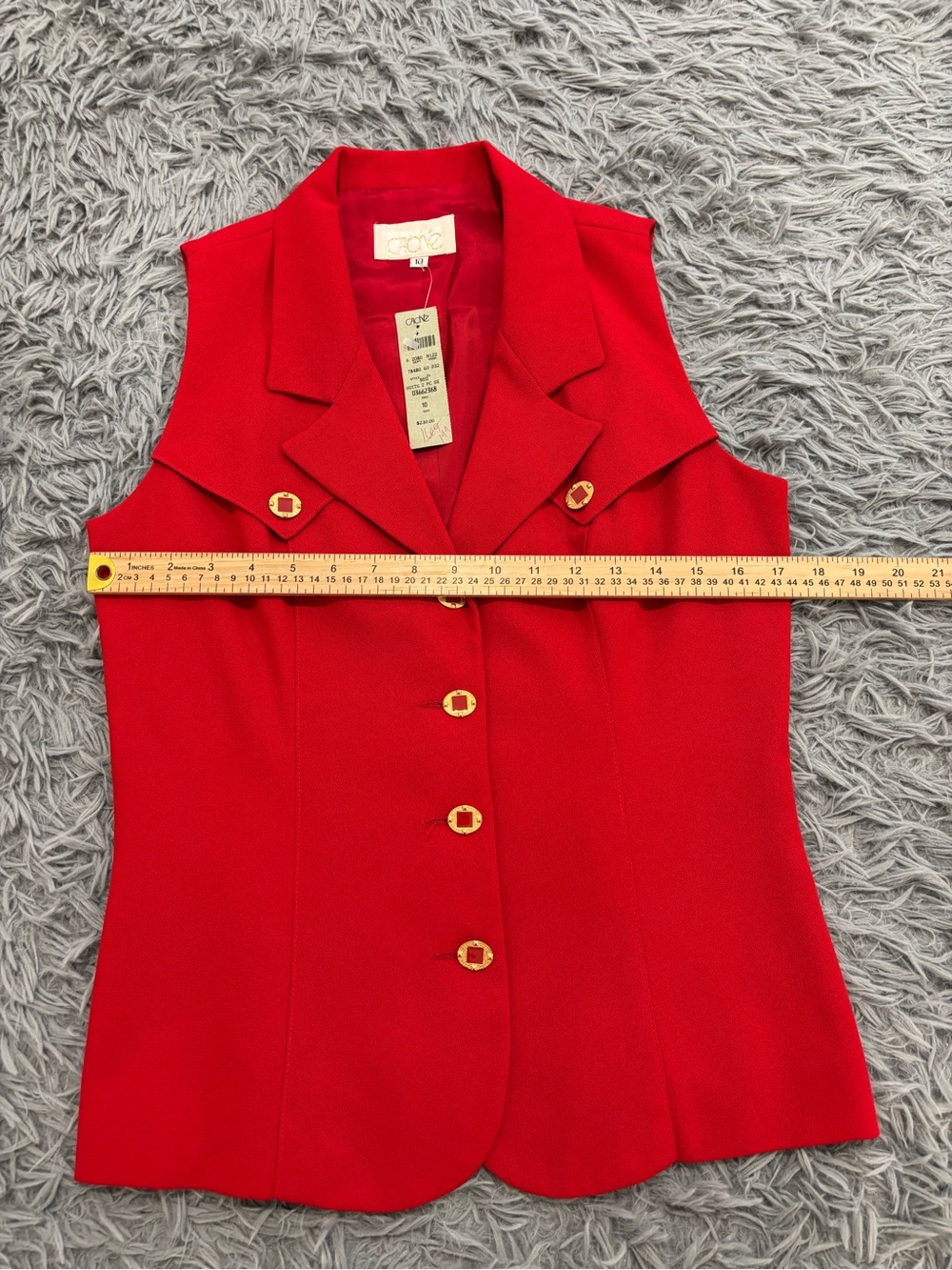 NEW Cache Women's Red 2 Piece Vest Skirt Suit Set Size 10 VTG 90’s Classy Office - Picture 5 of 12